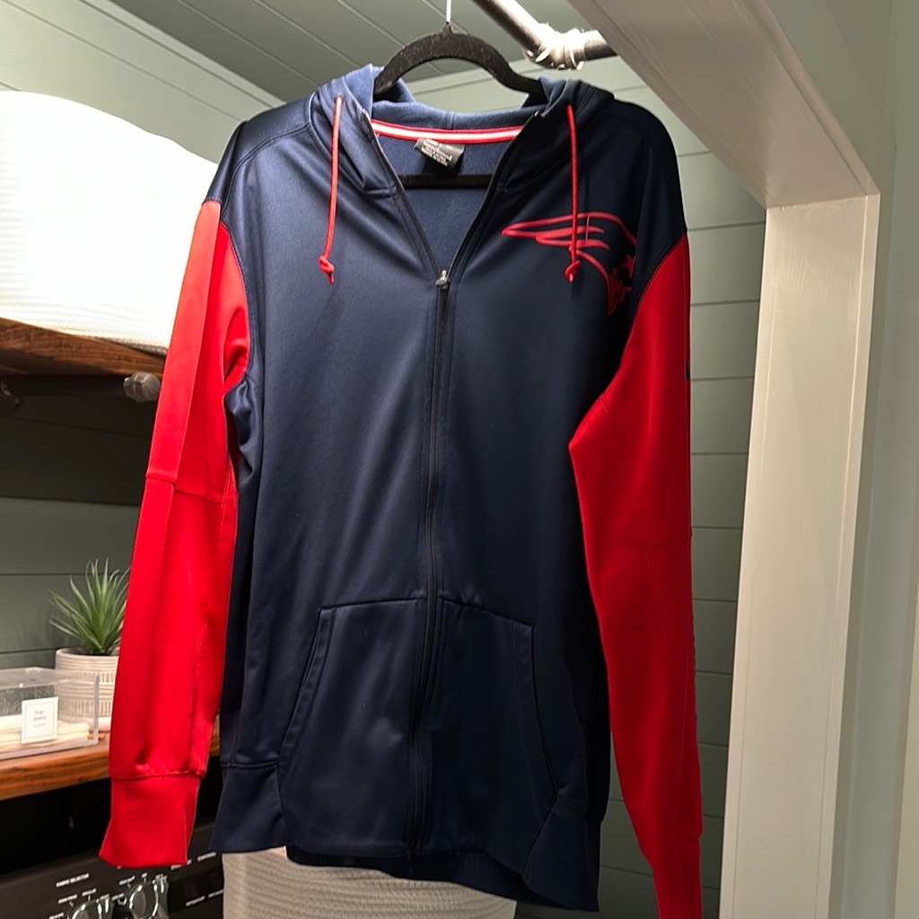 Navy And Red Zip-Up Hoodie